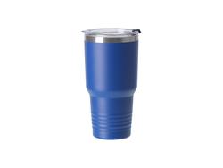 Tumbler Cuello Anillado Acero Inoxidable 30oz/900ml con Pajita Recubrimiento en Polvo (Azul Real)Cantidad mínima:500pcs