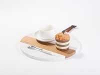 Round White Marble and Acacia Wood Cutting Board (30cm*1.3cm)