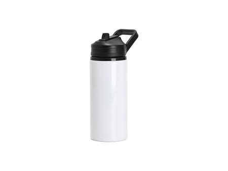 Sublimation 20oz/600ml Aluminium Water Bottle w/ Black Portable Straw Lid (White)