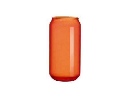 Vaso de Cristal con Forma de Lata 18oz/550ml Full color con tapa de bambú (Naranja)