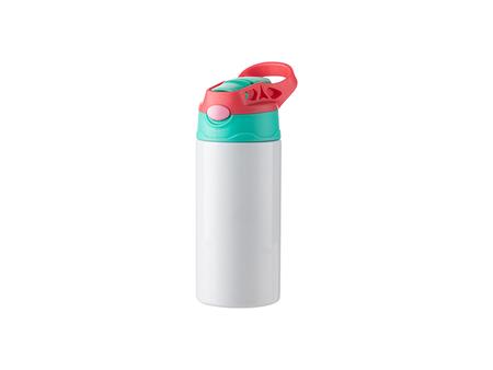 Garrafa Infantil Inox com Canudo de Silicone e Tampa Vermelha de 12oz/360ml (Branco)