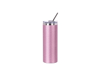 Sublimation 20oz/600ml Glitter Stainless Steel Skinny T Tumbler with Straw &amp; Lid (Pink)