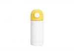 Sublimation 12oz/360ml Kids Stainless Steel Water Bottle With Plastic Straw &amp; Yellow Cap(White)