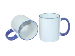 Mug blanc 330 ml avec anse bleu azur Sublimation Transfert Thermique