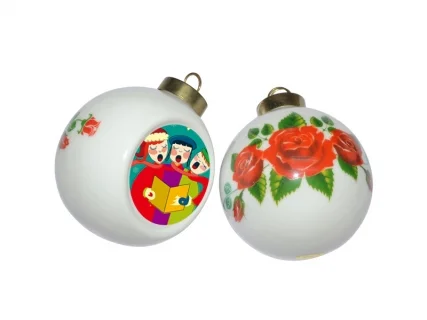 Sublimation 3 Round Ceramic Ornament with Small Gear - BestSub