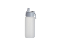 Sublimation Blanks 25oz/750ml Glass Sports Bottle w/ Grey Straw Lid