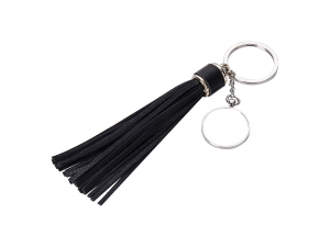 Sublimation Round Keychain w/ Long Tassel(Black)