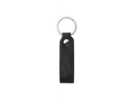 Laser Engraving PU Leather Keychain (Handle,Black)