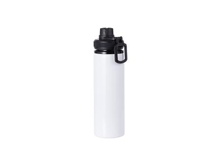 Botella Aluminio 25OZ/850ml Tapa Negra (Blanco)