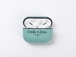 Engraving AirPods Pro Headphone Charging Box Cover(Teal W/ Black)