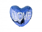 Sublimation Heart Shaped Sequin Pillow Cover (Dark Blue w/ White, 39*44cm)