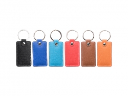 Laser Engraving PU Leather Keychain (Rect,Light Blue)