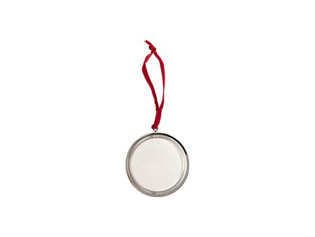 Sublimation Rotating Christmas Ornament w/Red String (Silver,8.5*9.2*1cm)