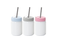 Sublimation Blanks 16oz/480ml Straight Stainless Steel No Handle Mason Jar w/ Silicon Lid