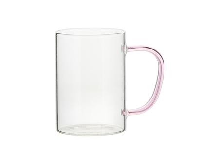 Taza Cristal 12oz/360ml con Asa Rosa (Transparente)