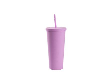 Copo Plástico Dupla Capa 24oz/700ml com Tampa e Canudo (Roxo Claro, Pintado)