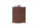 8oz/240ml Stainless Steel Hip Flask with PU Cover (Brown W/ Black)