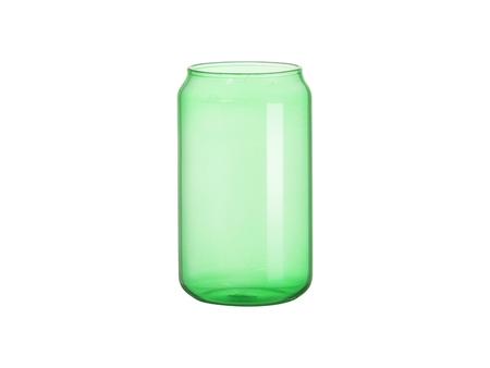 Vaso de Cristal con Forma de Lata 13oz/400ml Full color con tapa de bambú (Verde)