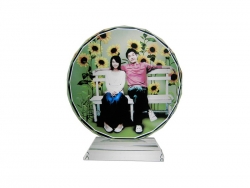 Cristal photo disque 10 cm avec socle modèle SJ02