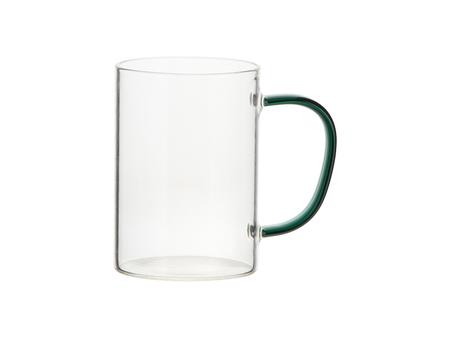 Taza Cristal 12oz/360ml con Asa Verde (Transparente)