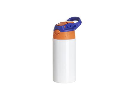 Botella de Agua 17OZ/500ml Blanca Aluminio con tapa Negra / Naranja