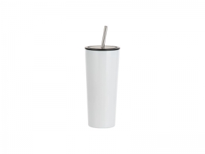 Sublimation 22oz/650ml Stainless Steel Tumbler w/ Straw (White)