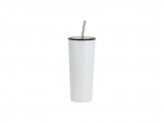 Sublimation 22oz/650ml Stainless Steel Tumbler w/ Straw (White)