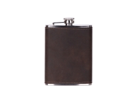 8oz/240ml Stainless Steel Hip Flask with PU Cover (Brown W/ Black)