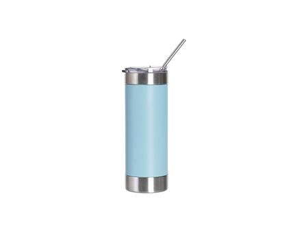 Tumbler Silicona y Acero Inoxidable 20oz/600ml para Grabado Láser  (Azul Celeste/Blanco)Cantidad mínima 1000pcs