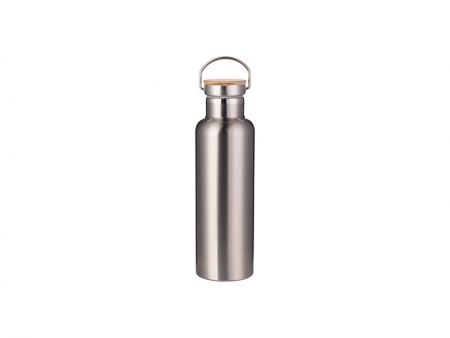 Sublimation 750ml/25oz Portable Bamboo Lid Stainless Steel Bottle (Silver)