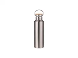 Sublimation 750ml/25oz Portable Bamboo Lid Stainless Steel Bottle (Silver)