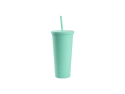 24oz/700ml Double Wall Plastic Tumbler with Straw &amp; Lid (Paint, Light Green)