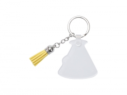 Sublimation Blanks Acrylic Keyring W/ Yellow Tassel (Trumpet,5*5*0.4cm)