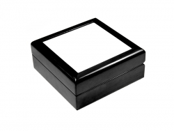 Шкатулка SPH66BL- ювелирная коробка с керам. шильдой 6х6 черная