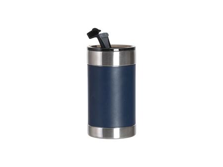 Enfriador de Latas 4x1 Acero Inoxidable y Cuero Sintético PU 12oz/350ml para Grabado Láser (Azul Oscuro/Blanco)Cantidad mínima 1000pcs