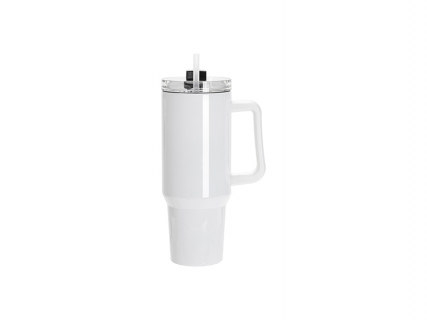 Sublimation Blanks 40oz/1200ml Stainless Steel White Travel Tumbler with Lid &amp; Straw(White Handle)