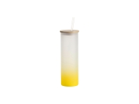 Sublimation Blanks 20oz/600ml Glass Skinny Tumbler w/Straw &amp; Bamboo Lid(Frosted, Gradient Yellow)