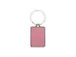 Engraving Blanks Metal Keyring  w/ Engravable Leather (Rect, Pink)