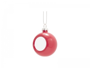 6cm Plastic Christmas Ball Ornament w/ String(Glossy Pink)