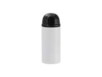 Sublimation Blanks 12oz/360ml Powder Coated Kids SS Bottle with Silicon Straw &amp; Black Lid (White, Matt Sub Coating)