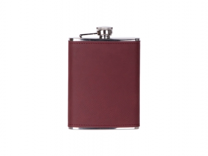 8oz/240ml Stainless Steel Hip Flask with PU Cover (Red W/ Black)