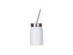 17oz/500ml Sublimation Stainless Steel Mason Tumbler with Straw (White)