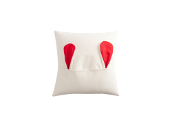 Sublimation Blanks Easter Bunny Pillow Cover(Red Ears, 40*40cm)