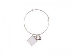 Sublimation Adjustable Photo Bracelet W/ Round Insert (One Square)