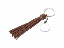 Sublimation Round Keychain w/ Long Tassel(Brown)