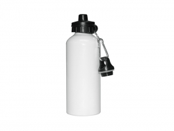 Sublimation 600ml Aluminium Water Bottle with two tops (White)