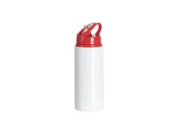 Botella Aluminio Blanca 20oz/600ml con Tapa roja y pajita