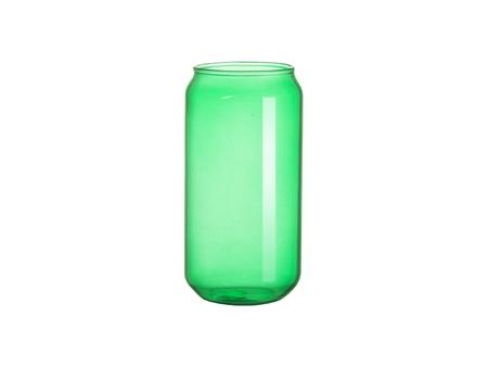 Vaso de Cristal con Forma de Lata 18oz/550ml Full color con tapa de bambú (Verde)