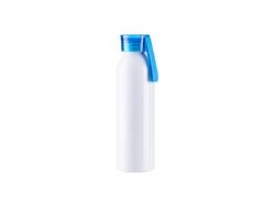 Botella Deportiva Slim Aluminio Blanca 22oz/650ml con Tapa azul