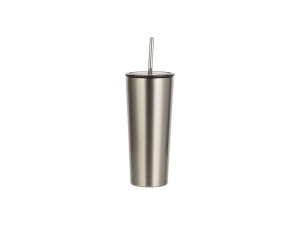 Sublimation 22oz/650ml Stainless Steel Tumbler w/ Straw (Silver)